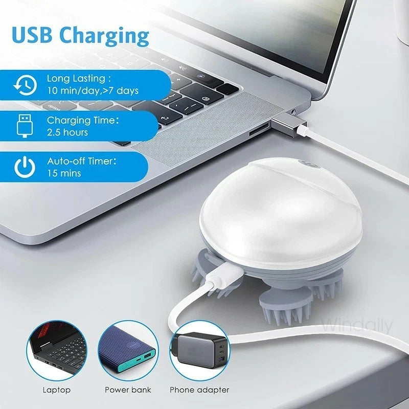USB charging device connected to a laptop on a light gray surface