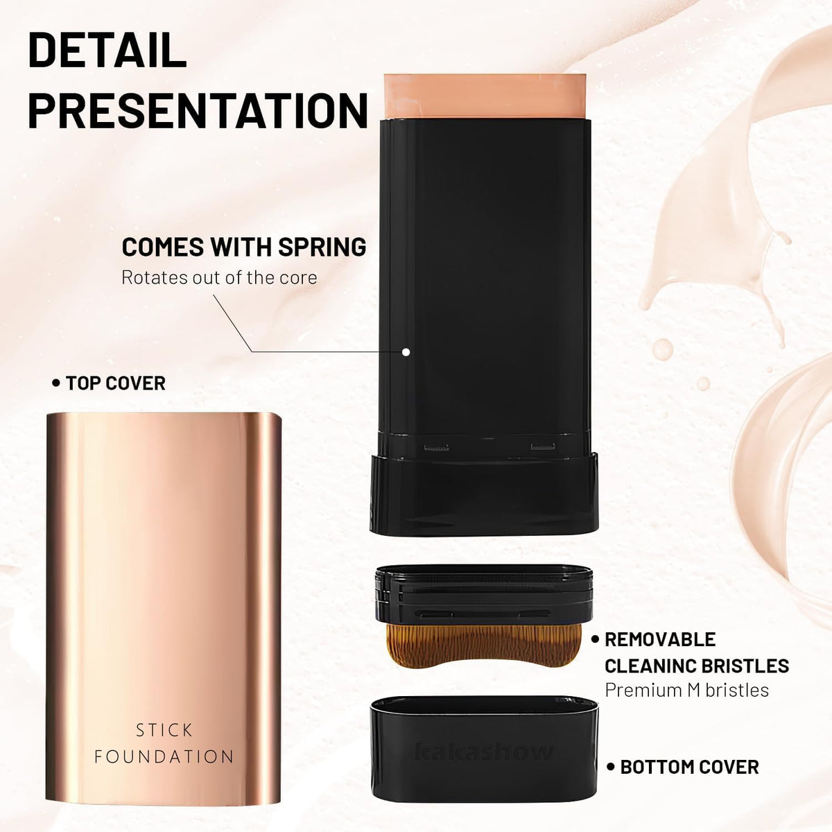 2 In 1- Luxury Foundation Stick  With Brush