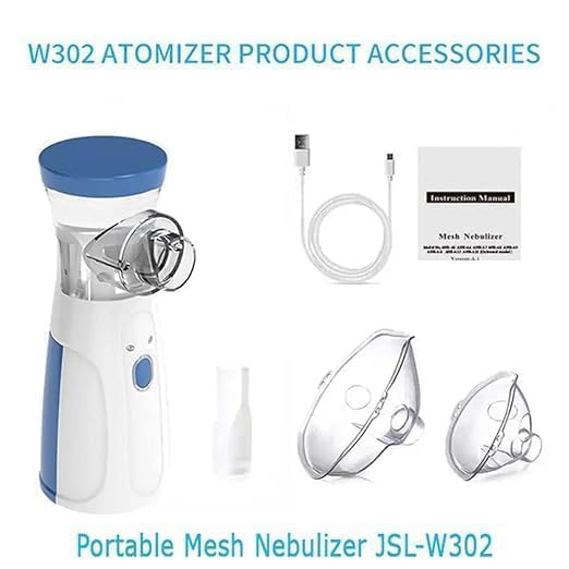 Portable mesh nebulizer with accessories on a white background