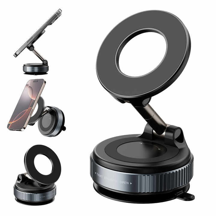 Multi-angle phone holder with various attachments on a white background
